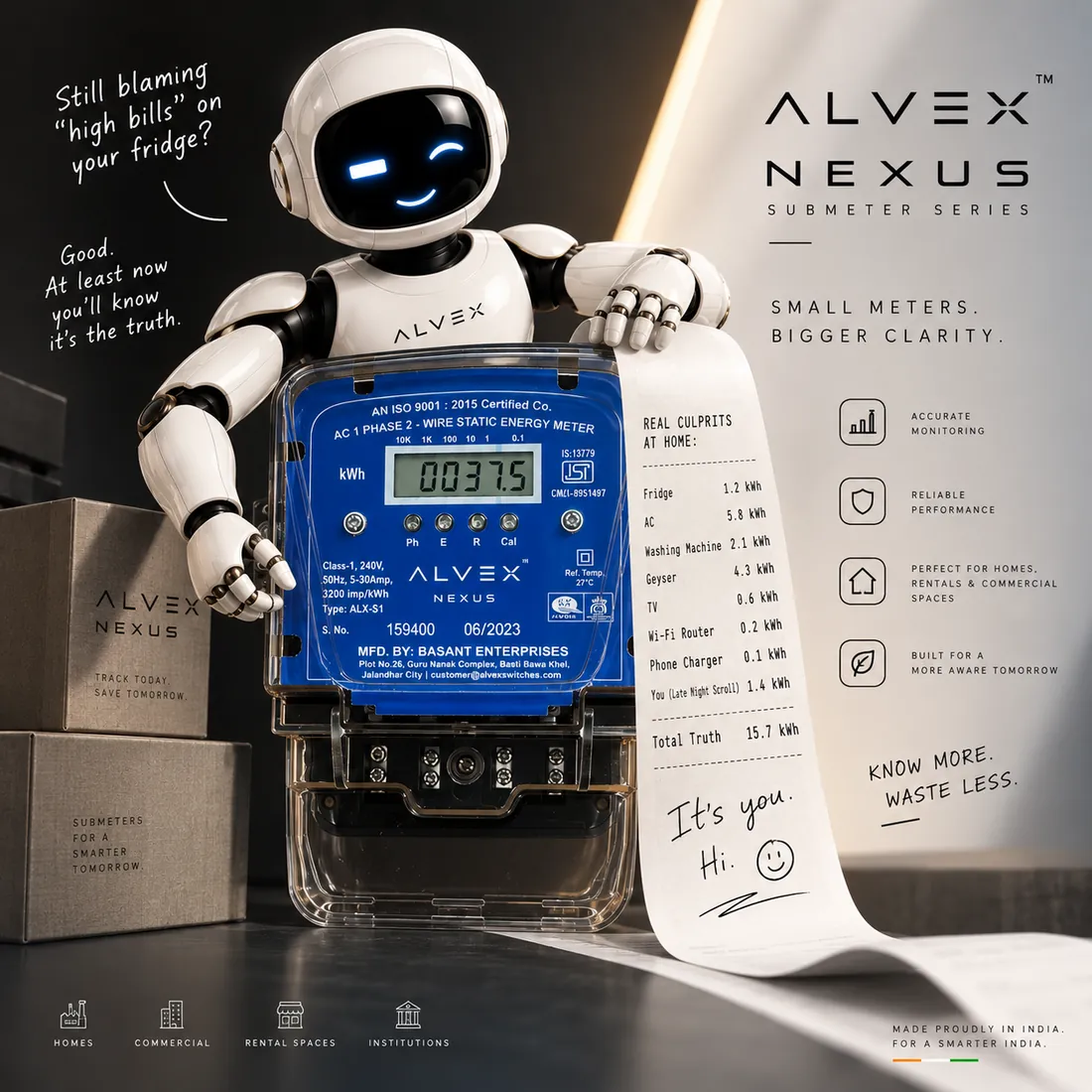 ALVEX NEXUS single-phase electronic submeter