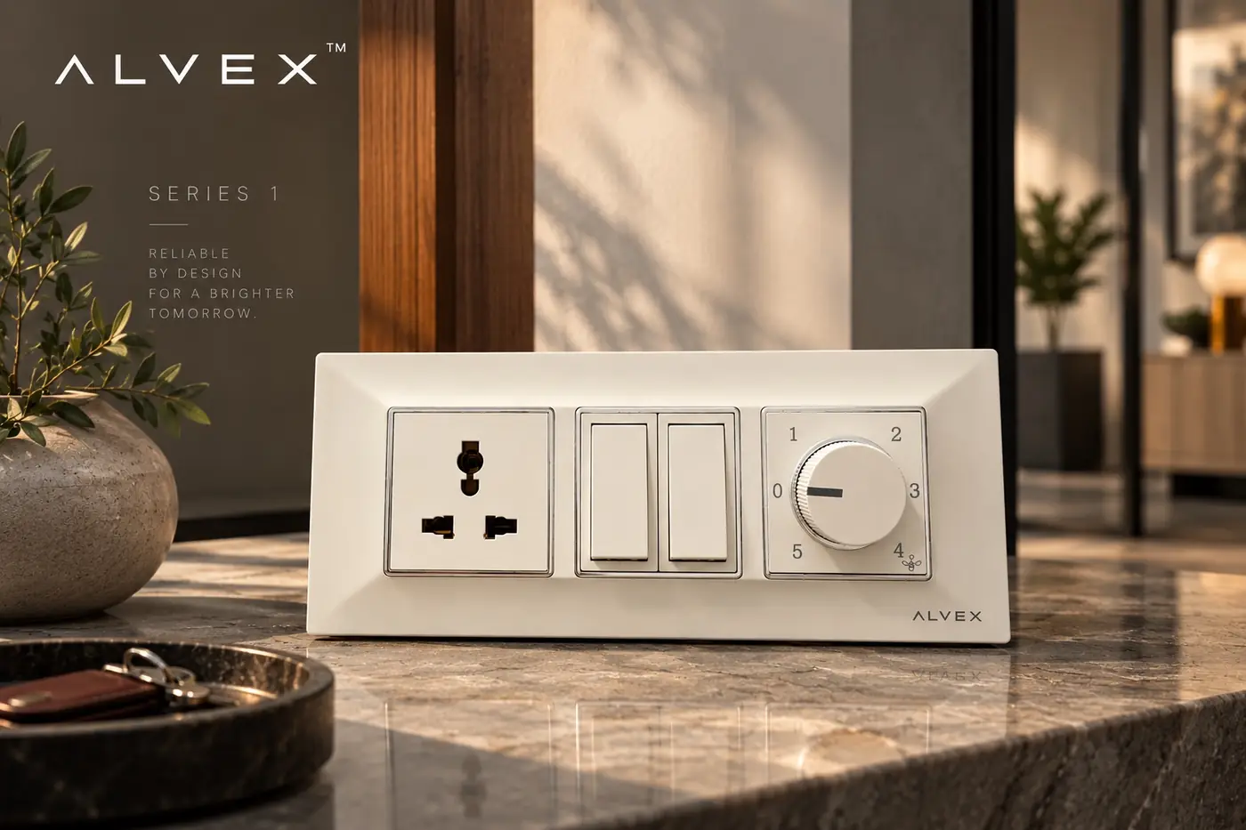 ALVEX Series 1 plate with socket, switches and regulator